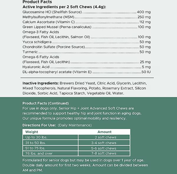 Chew + Heal Senior Hip & Joint Dog Supplement, 60 count