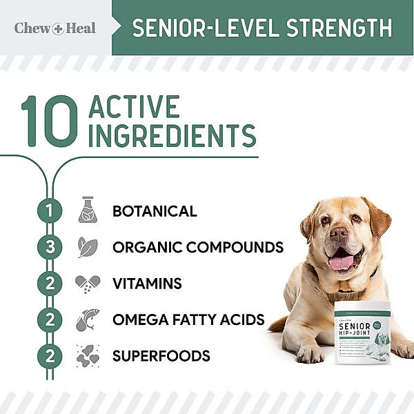 Chew + Heal Senior Hip & Joint Dog Supplement, 60 count