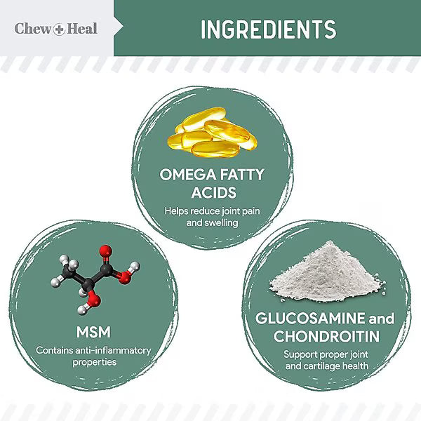 Chew + Heal Senior Hip & Joint Dog Supplement, 60 count