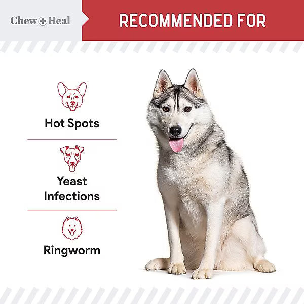 Chew + Heal Antibacterial & Antifungal Chlorhexidine & Ketoconazole Dog & Cat Grooming Wipes