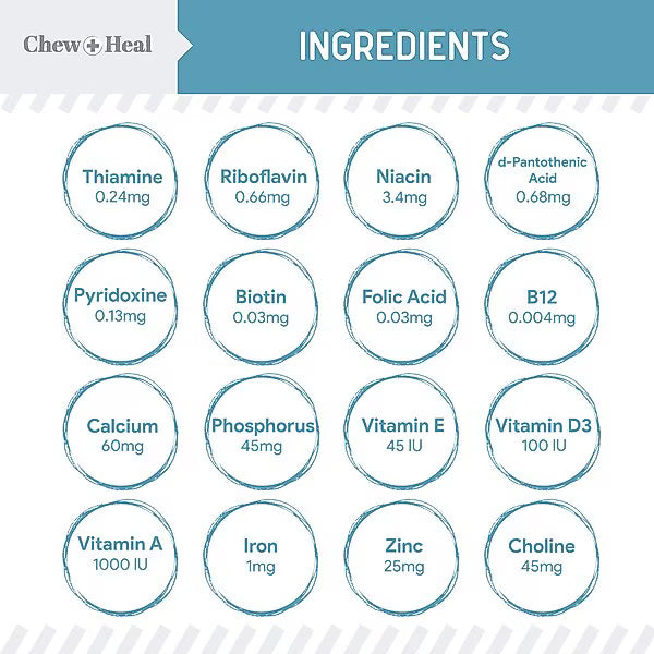 Chew + Heal Daily 12-in-1 Multivitamin, Multifunctional Wellness Powder Supplement for Dogs