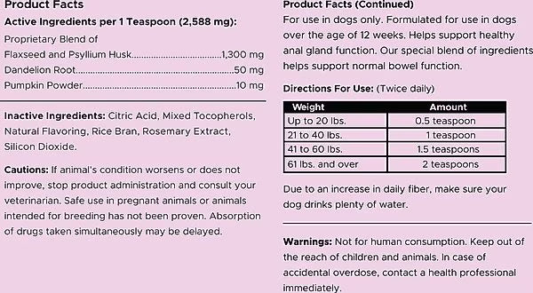 Chew + Heal Stop The Scoot Anal Glands Powder Supplement for Dogs