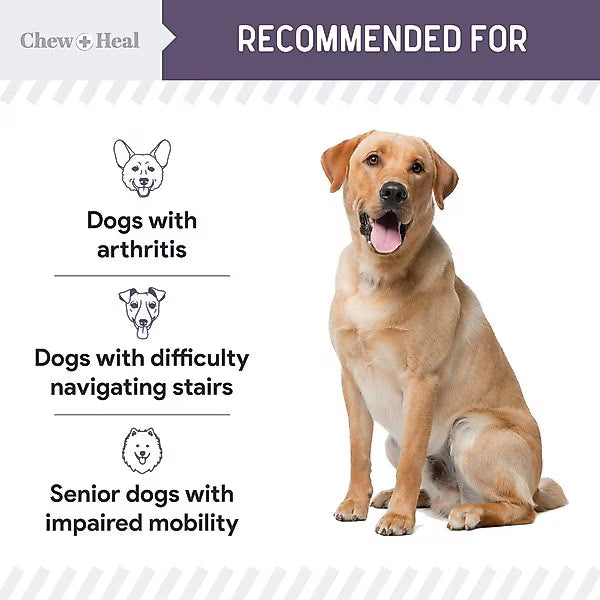 Chew + Heal Senior Mobility + Vitality Hip & Joint & Mood Support Chewable Tablets Supplement for Dogs, 120 count