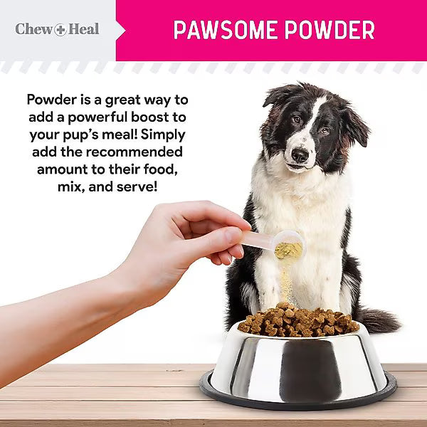 Chew + Heal Omega Skin + Coat with Flaxseed, Kelp & Omegas Powder Supplement for Dogs