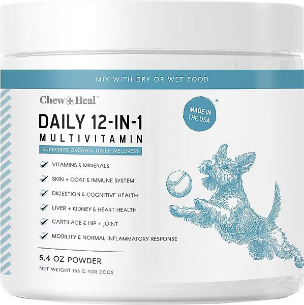 Chew + Heal Daily 12-in-1 Multivitamin, Multifunctional Wellness Powder Supplement for Dogs