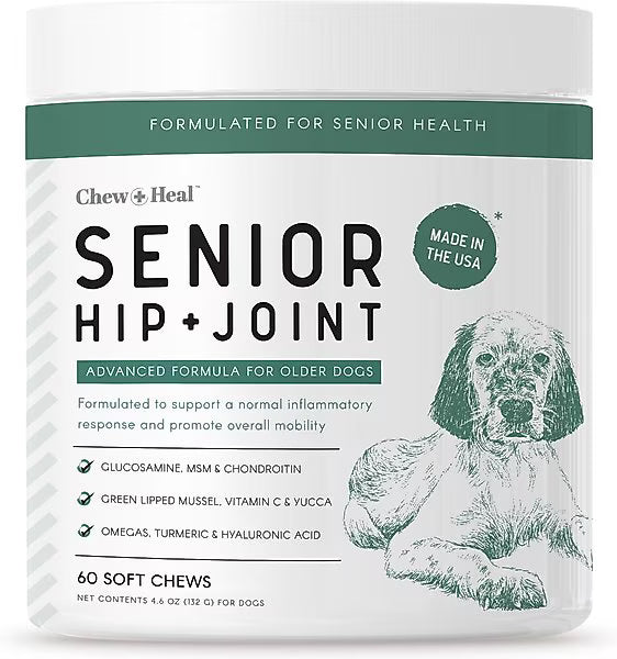 Chew + Heal Senior Hip & Joint Dog Supplement, 60 count