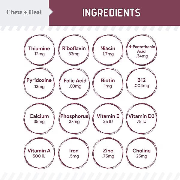 Chew + Heal Senior 12-In-1 Advanced Multivitamin Soft Chews Supplement for Senior Dogs, 120 count