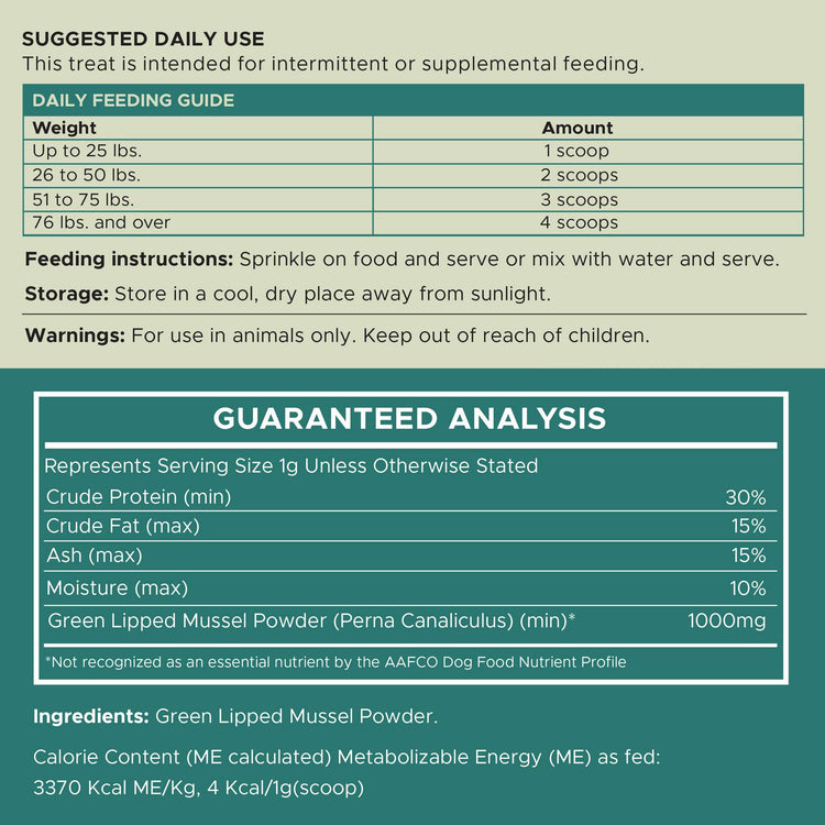 Green Lipped Mussel Powder Joint & Ligament Health Supplement for Dogs & Cats (6 oz)