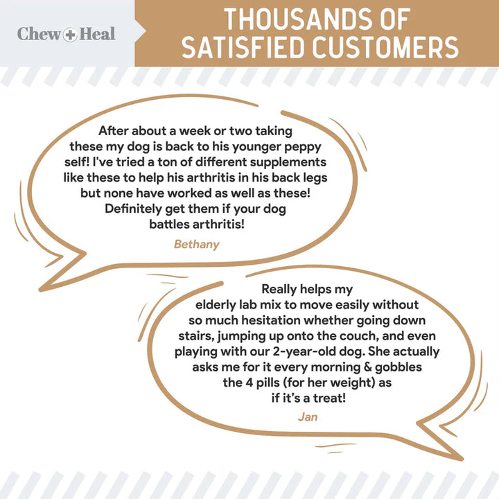 Chew + Heal Glucosamine Hip + Joint Peanut Butter Flavored Soft Chew Joint Supplement for Dogs, 90 count