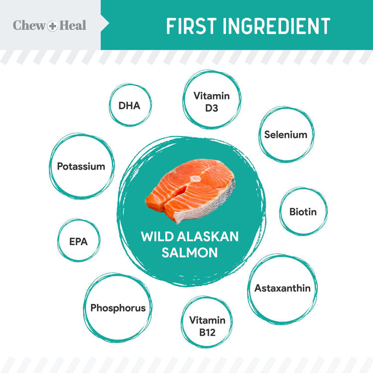 Chew + Heal Wild Alaskan Probiotics Digestive Aid Salmon Soft Jerky Dog Treats