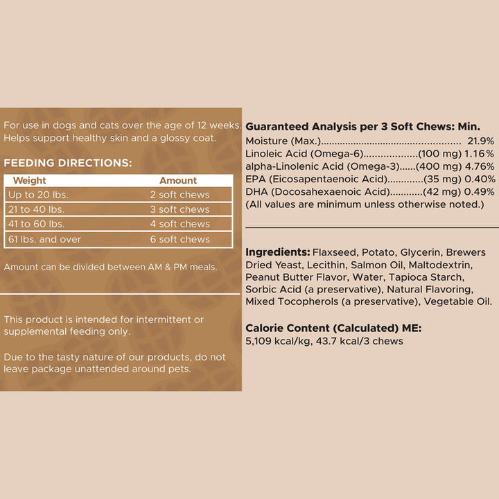 Peanut Butter Omega Skin + Coat Supplement for Dogs