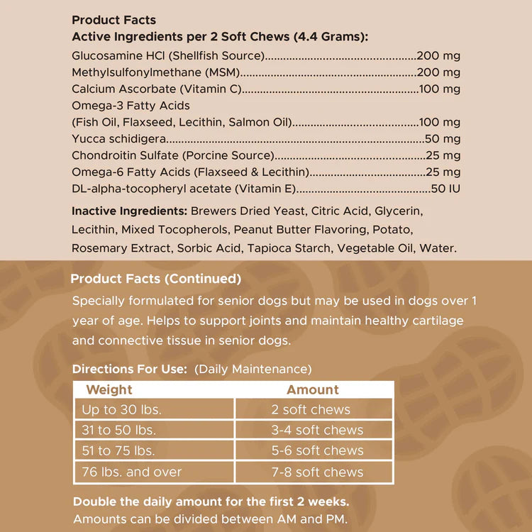 Hip & Joint Mobility Peanut Butter Flavored Soft Chew Senior Dog Supplement Regular price