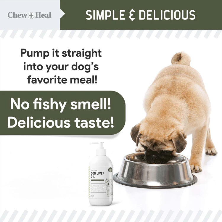 Wild-Caught Cod Liver Oil Salmon Oil Alternative Skin & Coat Liquid Supplement for Dogs 16oz