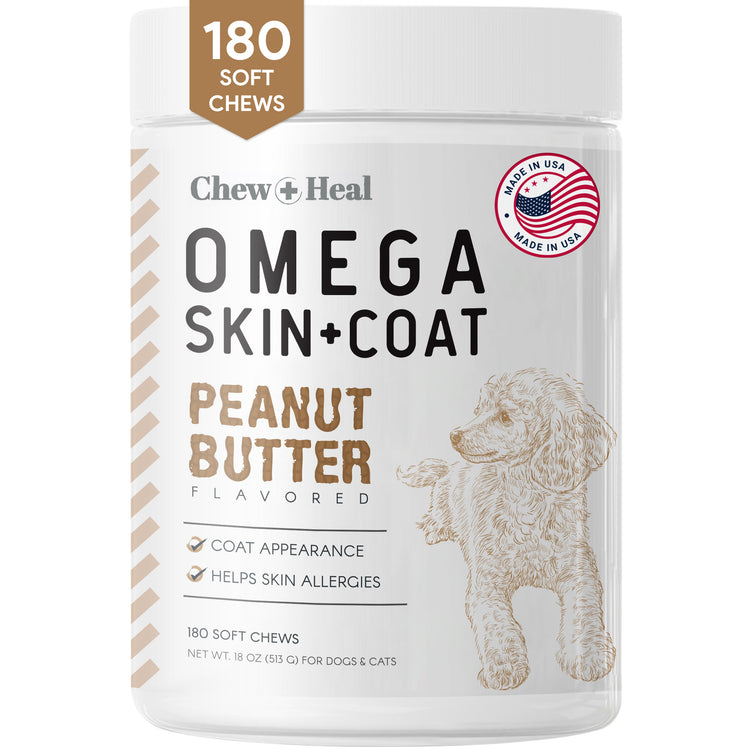 Peanut Butter Omega Skin + Coat Supplement for Dogs