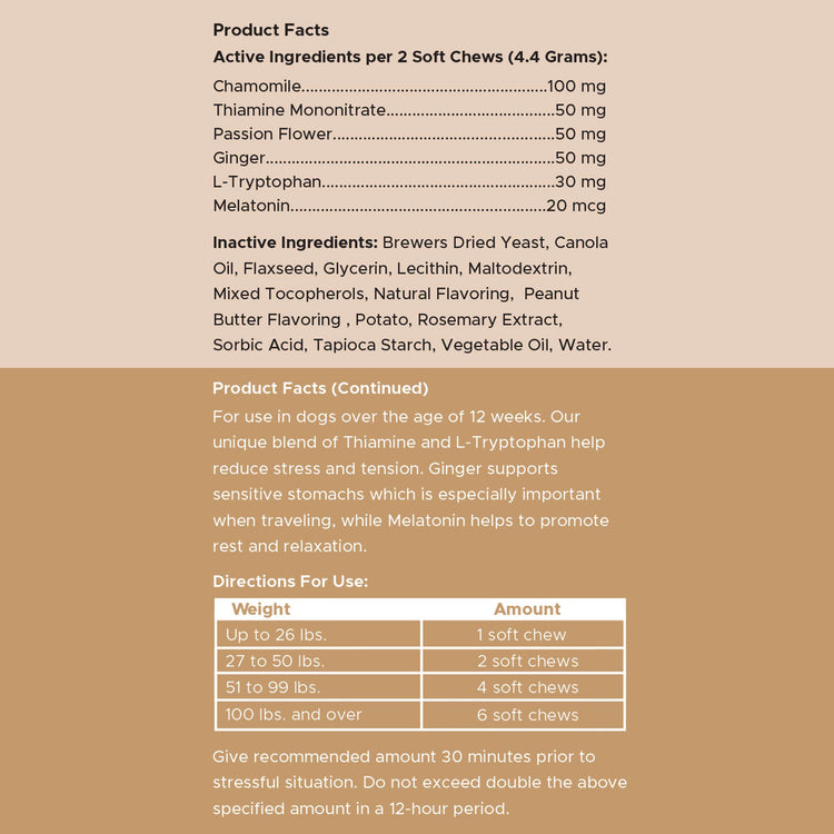 Anxiety + Stress Peanut Butter Flavored Soft Chew Calming Dog Supplement