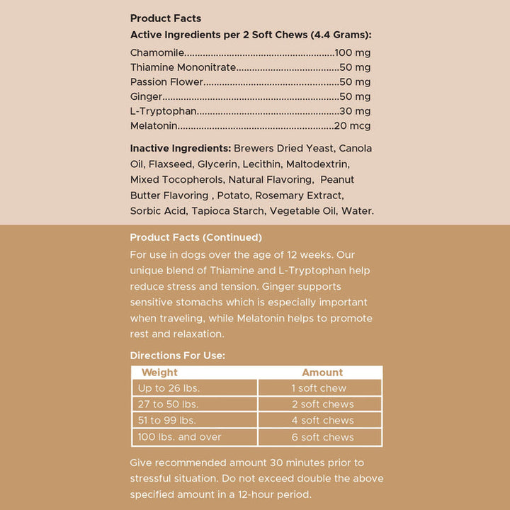 Anxiety + Stress Peanut Butter Flavored Soft Chew Calming Dog Supplement