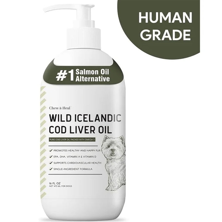 Wild-Caught Cod Liver Oil Salmon Oil Alternative Skin & Coat Liquid Supplement for Dogs