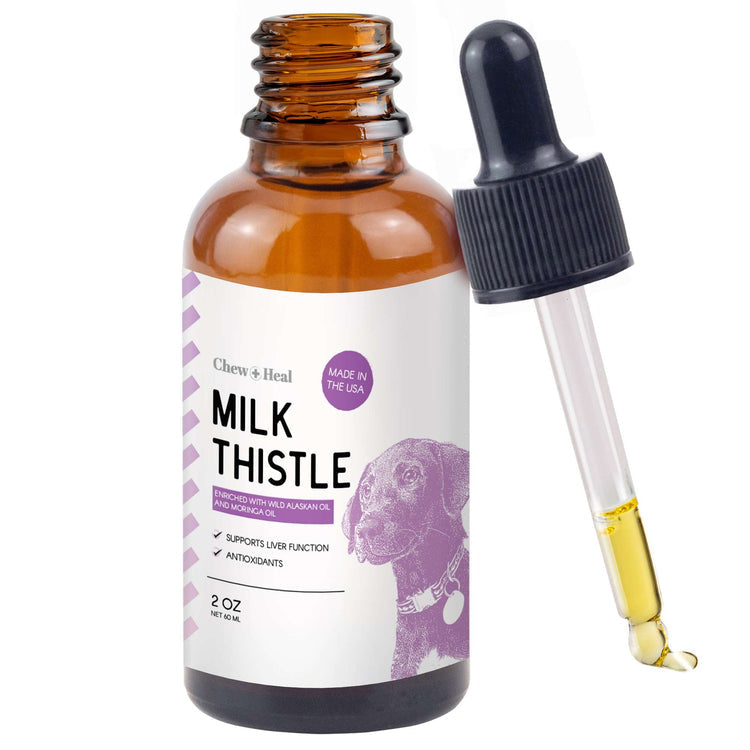 Milk Thistle Tincture with Moringa Oil & Salmon Oil Liquid Kidney & Liver Health Supplement for Dogs(2oz)