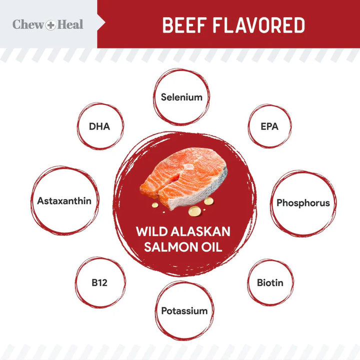 Wild Alaskan Salmon Oil Hearty Beef Flavored Liquid Skin & Coat Supplement for Dogs & Cats