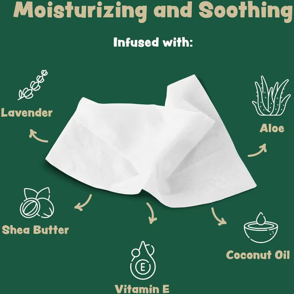 Bark & Clean Bamboo Wipes with Aloe, Shea Butter & Coconut Oil Light Lavender Scent Dog & Cat Grooming Wipes