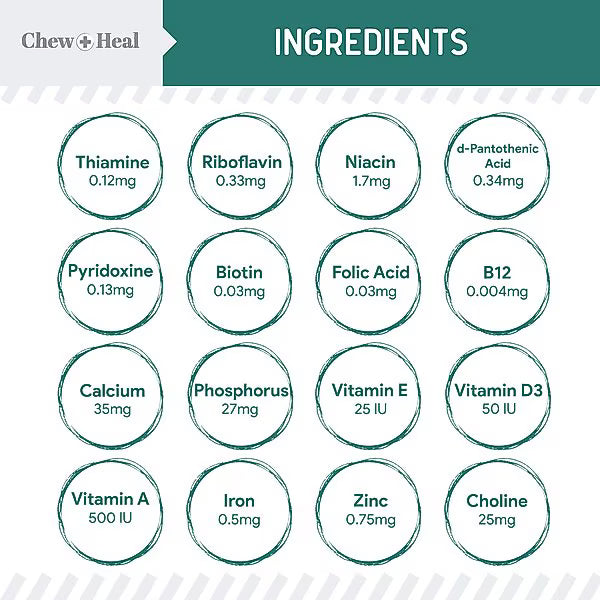 Chew + Heal Essential 12-in-1 Multivitamin Soft Chews for Dogs, 60 count
