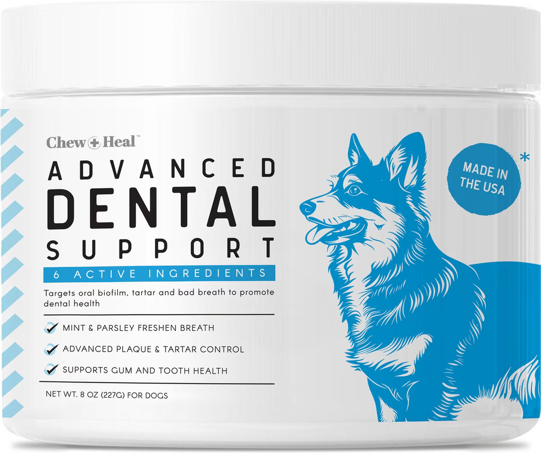 Chew + Heal Advanced Dental Support Powder with 6 Active Ingredients Dental Supplement for Dogs
