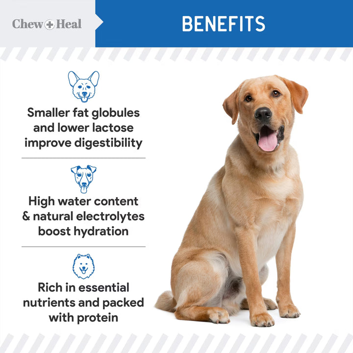Chew + Heal High Protein Goat Milk Powder Digestive Aid Supplement for Dogs, 6-oz jar