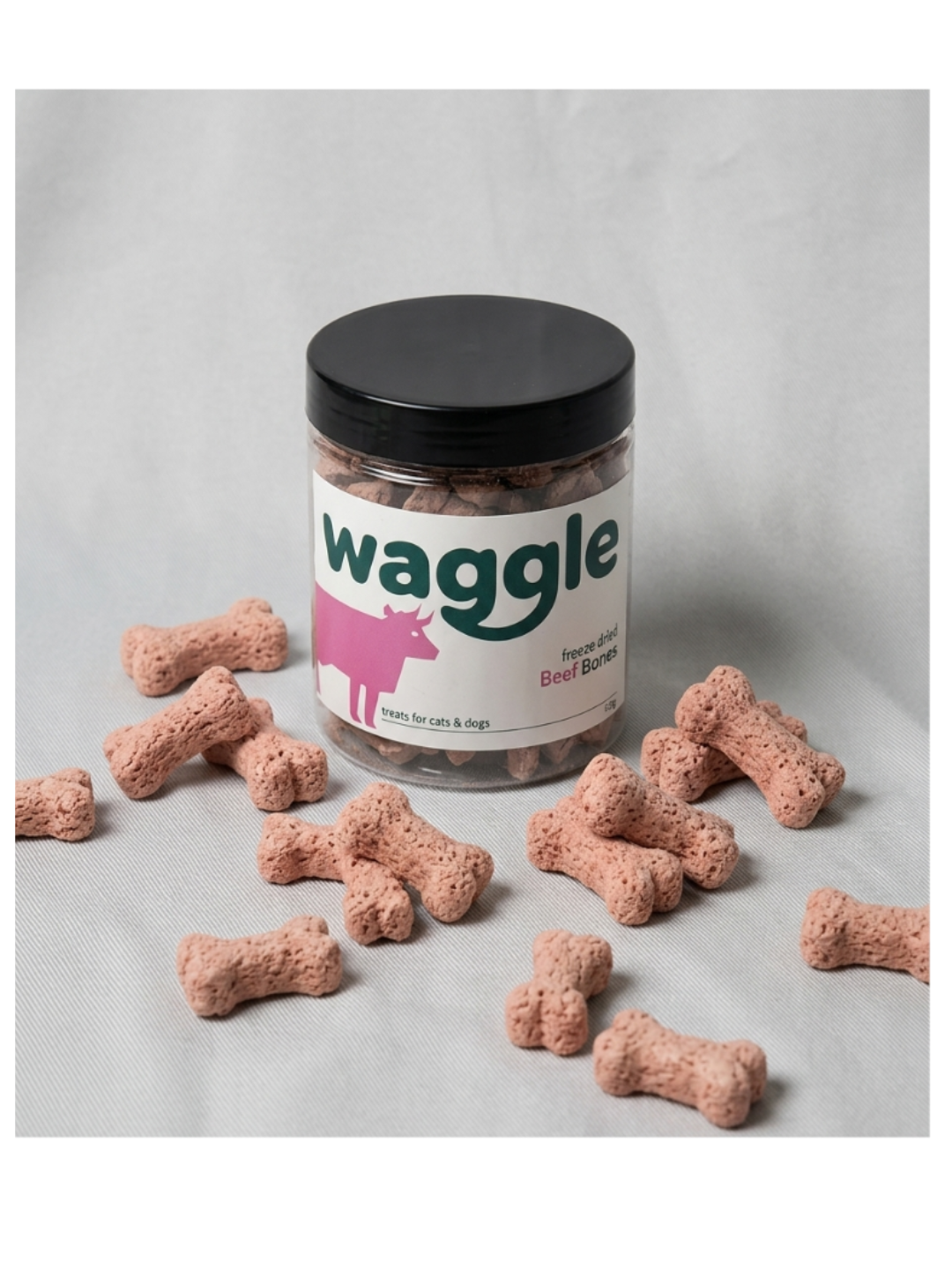 WAGGLE FREEZE DRIED BEEF BONES TREATS CATS & DOGS 15GM