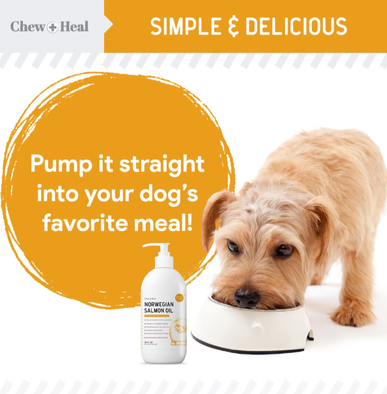 Chew + Heal Norwegian Salmon Oil Skin & Coat Supplement for Dogs & Cats, 64-fl oz bottle