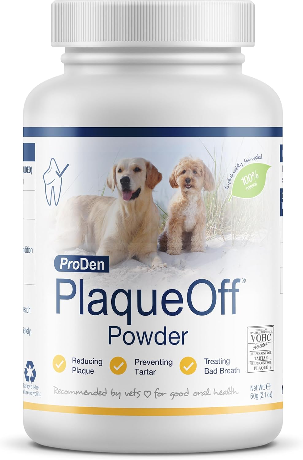 ProDen PlaqueOff Powder for Pets - Cat & Dog Breath Freshener - Plaque & Tartar Remover for Pet Oral Care