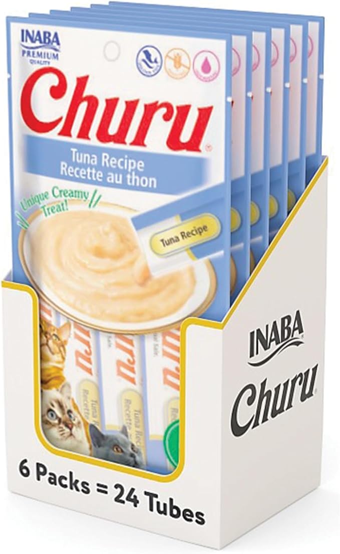 INABA Churu Cat Treats, Grain-Free Creamy Puree, Tuna