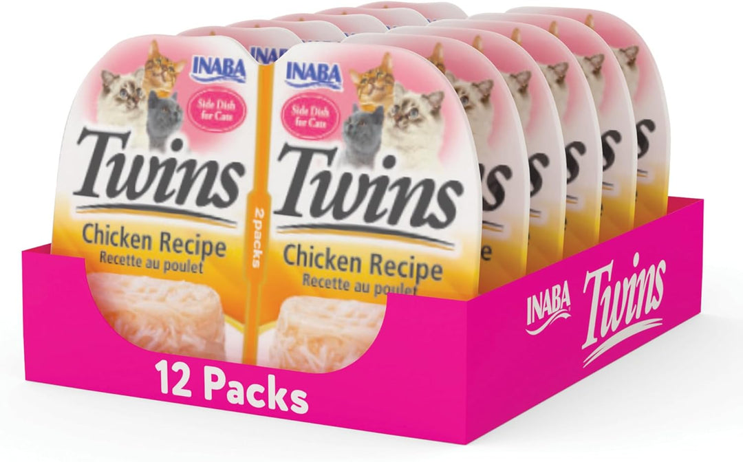 INABA Twins Cat Treats, Grain-Free Chicken & Broth Gelee Cups (12 x 1.23 oz)