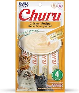 INABA Churu Cat Treats, Grain-Free Creamy Puree, Chicken