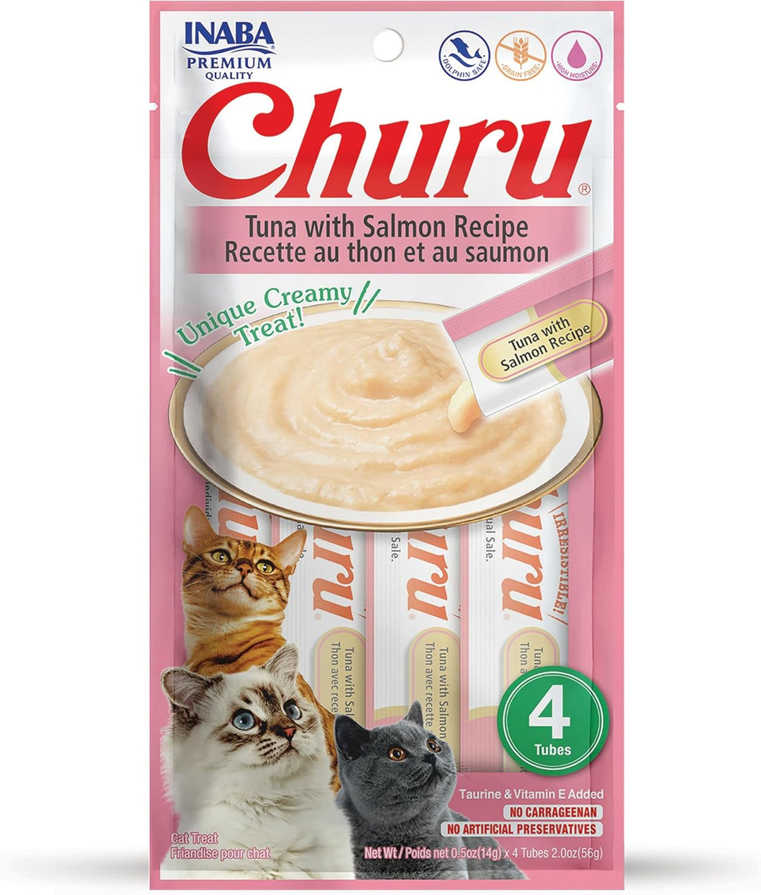 INABA Churu Tuna with Salmon Recipe Lickable Creamy Purée Cat Treats