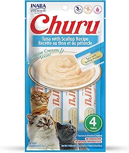 INABA Churu Cat Treats, Grain-Free Creamy Puree, Tuna & Scallop