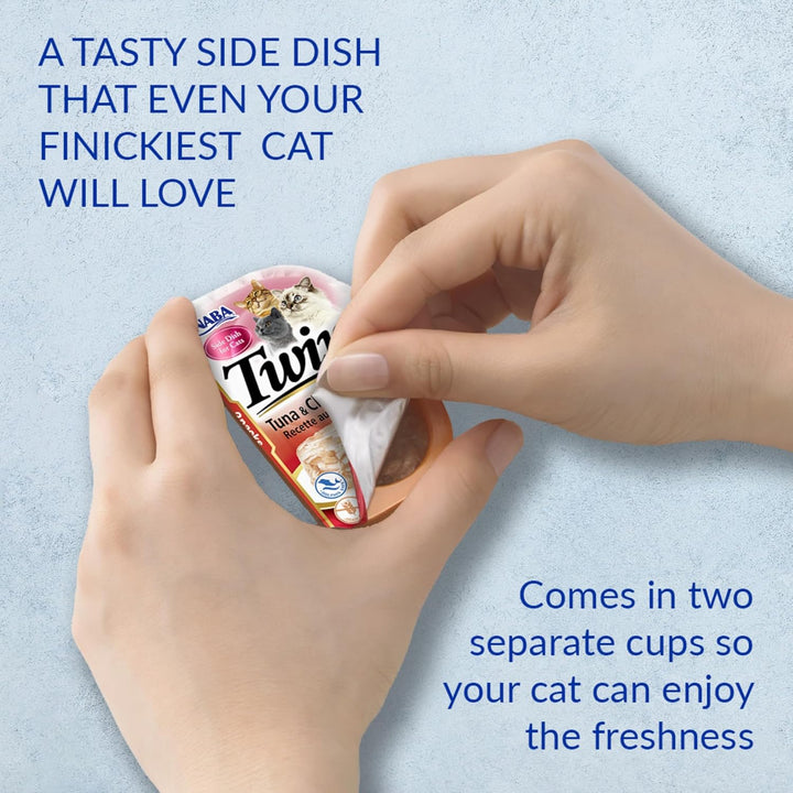 INABA Twins Cat Treats, Grain-Free Chicken & Broth Gelee Cups (12 x 1.23 oz)