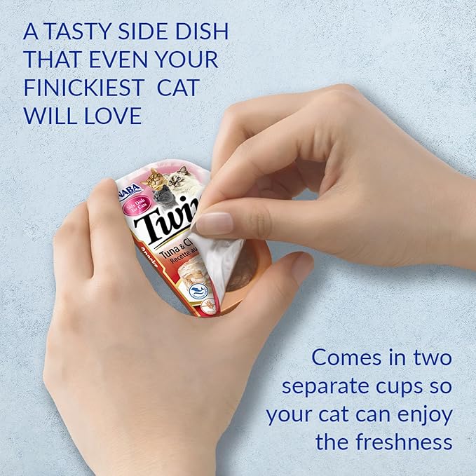 INABA Twins Cat Treats, Grain-Free Tuna, Chicken & Salmon Gelée Cups (12 x 1.23 oz)