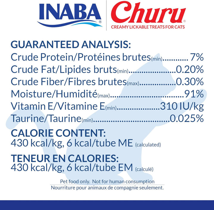 INABA Churu Cat Treats, Grain-Free Creamy Purée, Tuna & Chicken