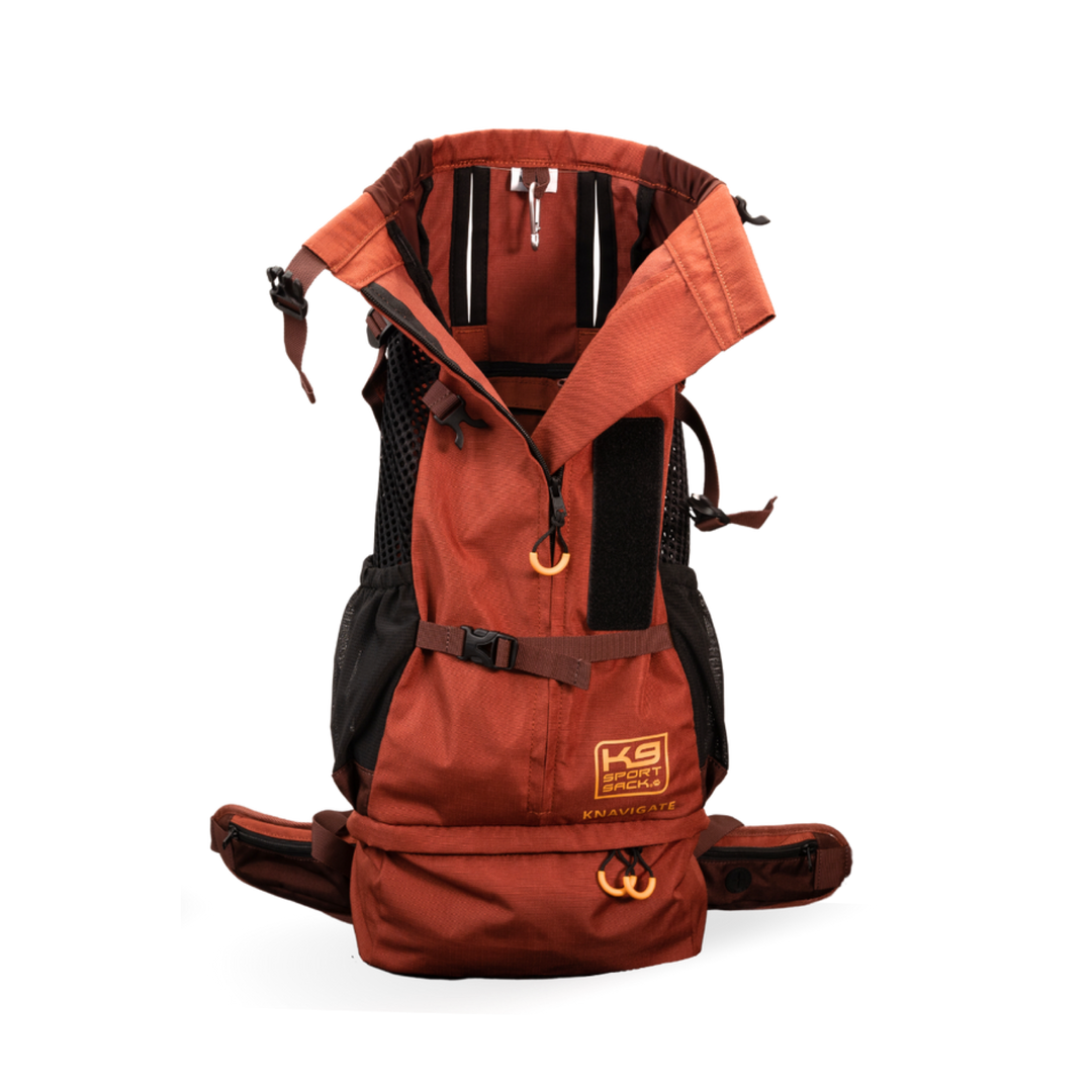 Knavigate- Advanced Dog Carrier with Internal Frame & Hip Belt  -  Red