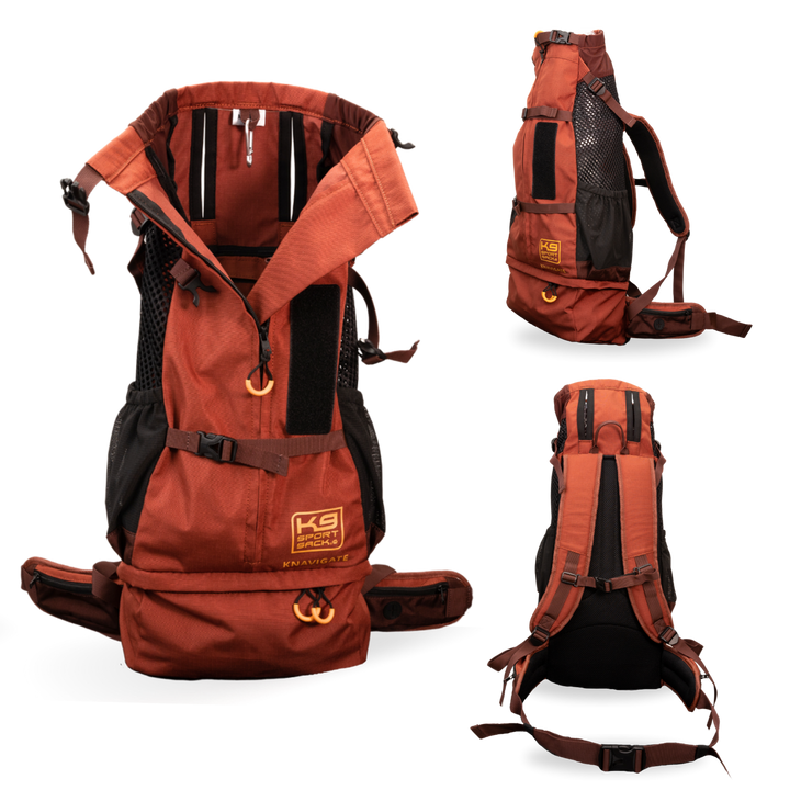 Knavigate- Advanced Dog Carrier with Internal Frame & Hip Belt  -  Red