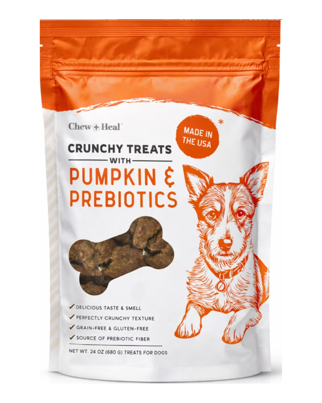 Chew + Heal Pumpkin & Prebiotic Fiber Crunchy Biscuit Dog Treats, 24-oz bag
