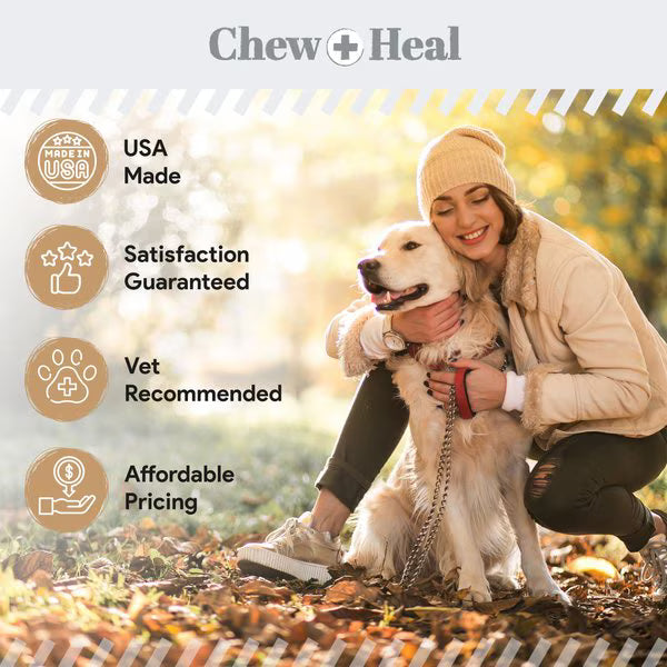Chew + Heal Anxiety + Stress Peanut Butter Flavored Soft Chew Calming Dog Supplement 30 count