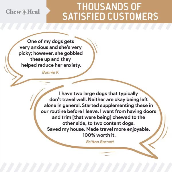 Chew + Heal Anxiety + Stress Peanut Butter Flavored Soft Chew Calming Dog Supplement 30 count
