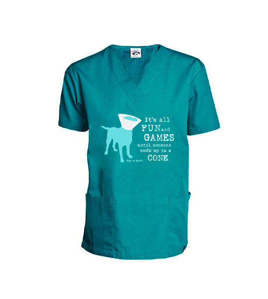 Scrub Top: Fun and Games (teal)