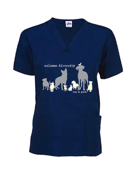 Scrub Top: Welcome Diversity (navy)